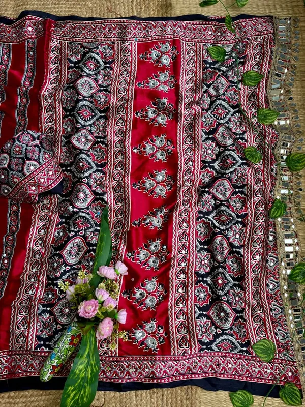 Black_Ajarakh_Print_Mirror_Work_Saree