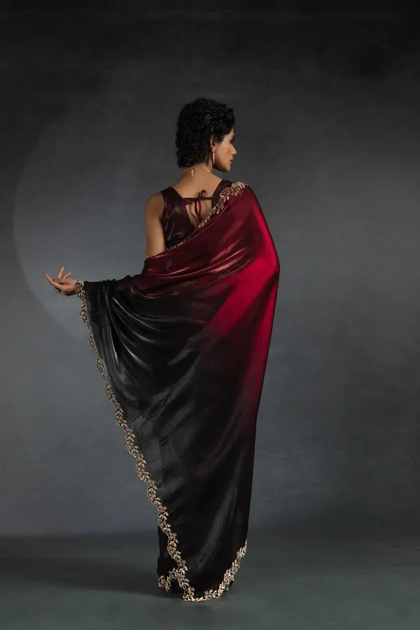 Red_Shaded_Soft_Silk_Handwork_Designer_Saree