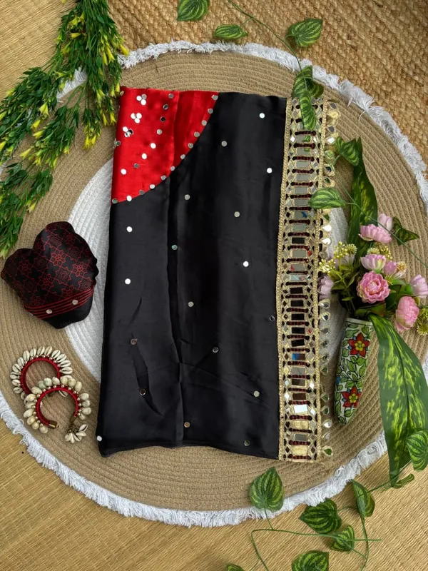 Black_Ajarakh_Print_Mirror_Work_Saree