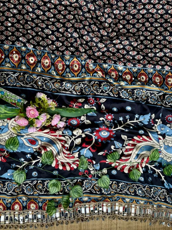 Navy_Blue_Ajarakh_Print_Mirror_Work_Saree