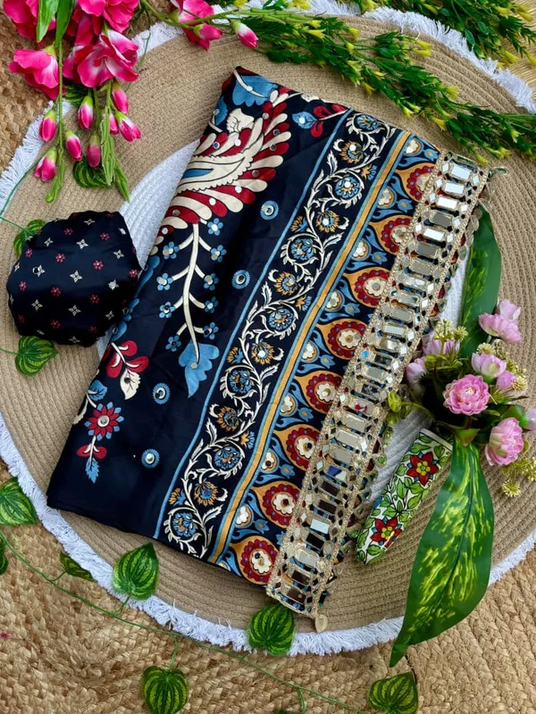Navy_Blue_Ajarakh_Print_Mirror_Work_Saree