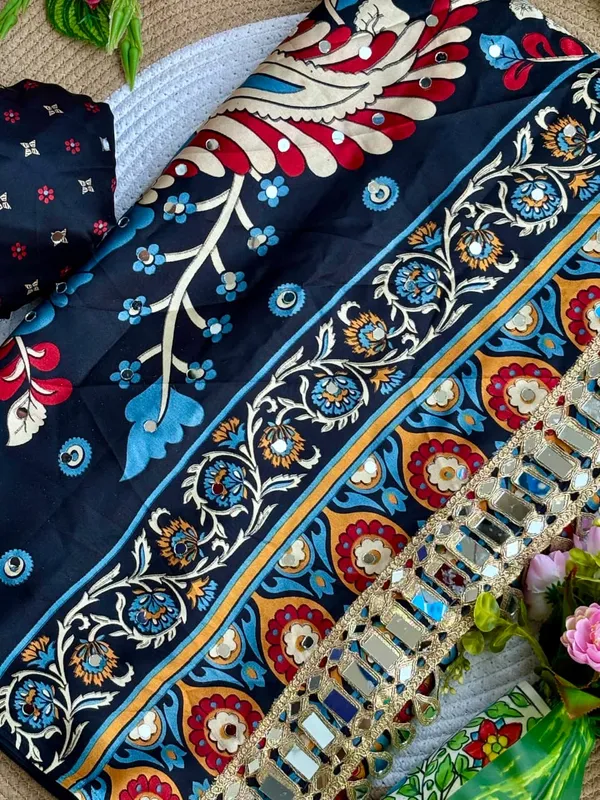 Navy_Blue_Ajarakh_Print_Mirror_Work_Saree