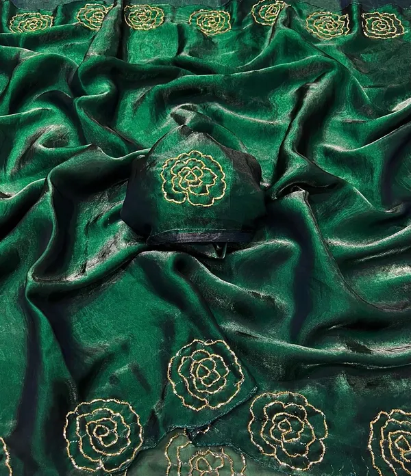 Dark_Green_Shaded_Satin_Silk_Handwork_Saree
