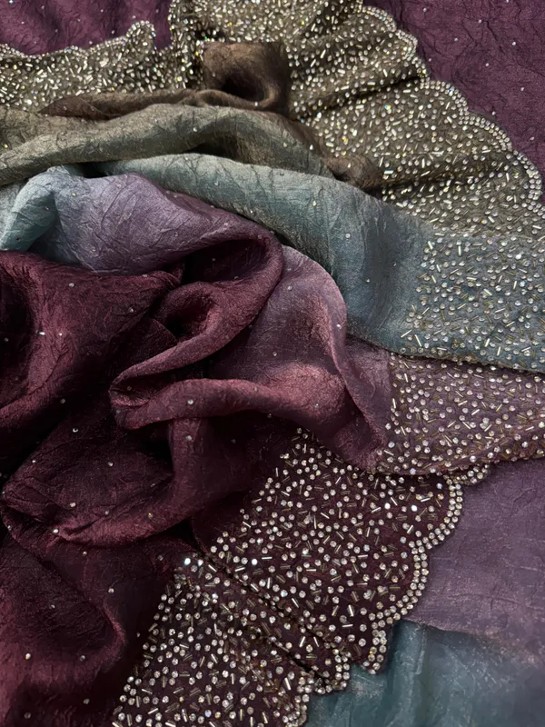 Wine_and_Grey_Shaded_Soft_Silk_Handwork_Designer_Saree