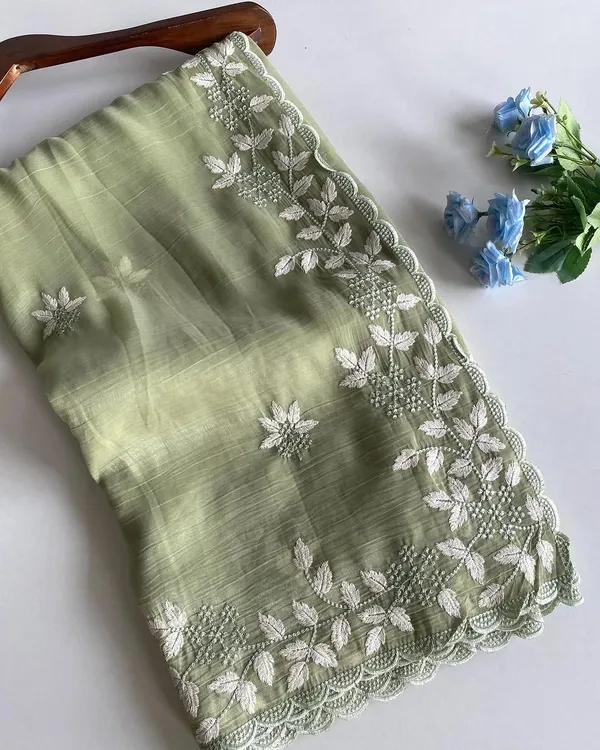 Light_Green_Cotton_Embroidered_Saree