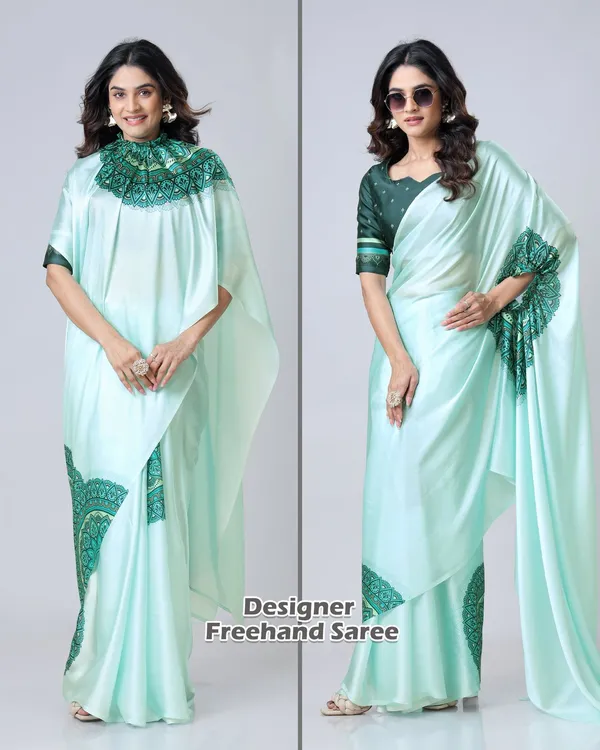 Light_Green_Trendy_Free-Hand_Mandalaa_Print_Saree