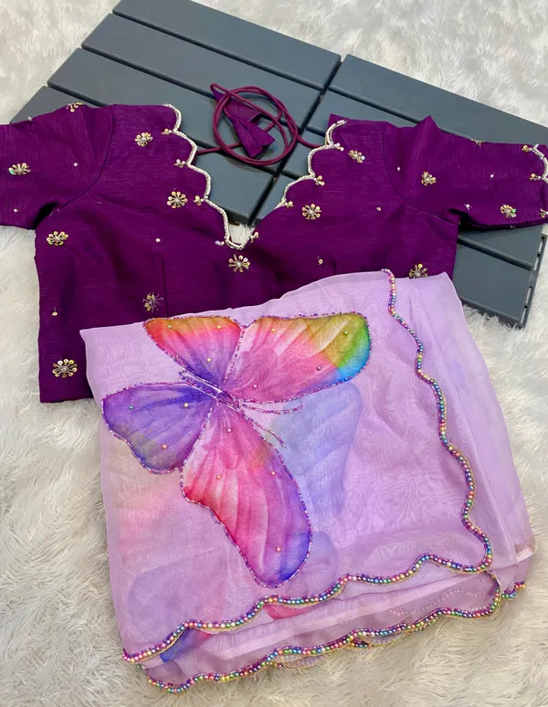 Purple_Butterfly_Handwork_Organza_Saree