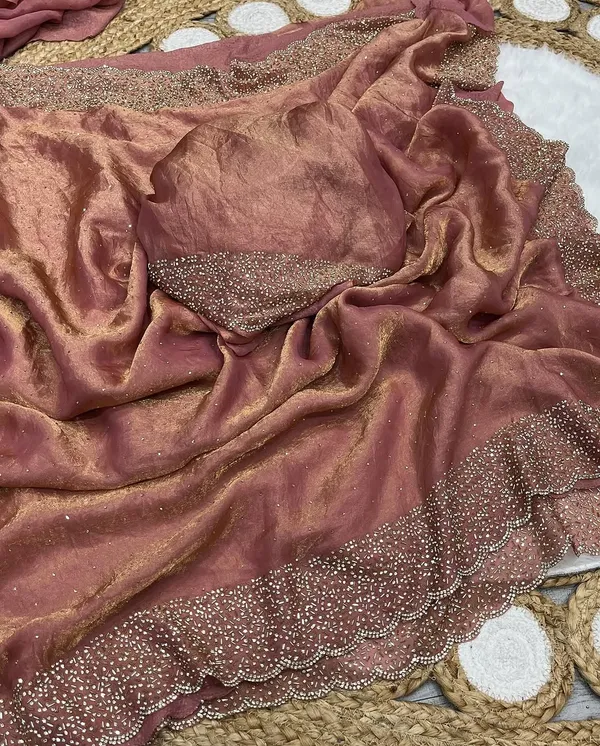 Peach_Soft_Silk_Handwork_Designer_Saree