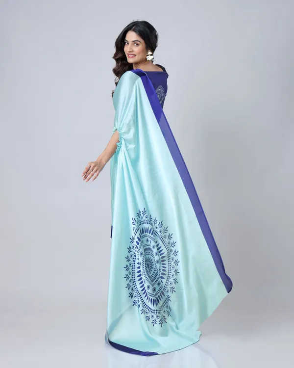 Blue_Trendy_Free-Hand_Mandalaa_Print_Saree