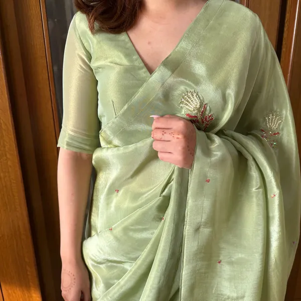 Pista_Green_Soft_Tissue_Silk_Handwork_Saree