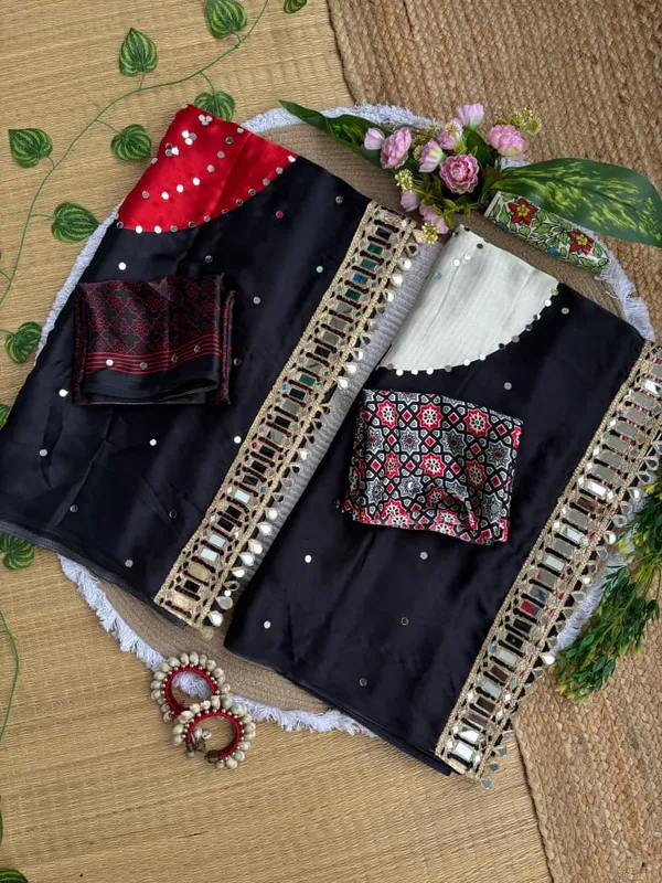 Black_Ajarakh_Print_Mirror_Work_Saree