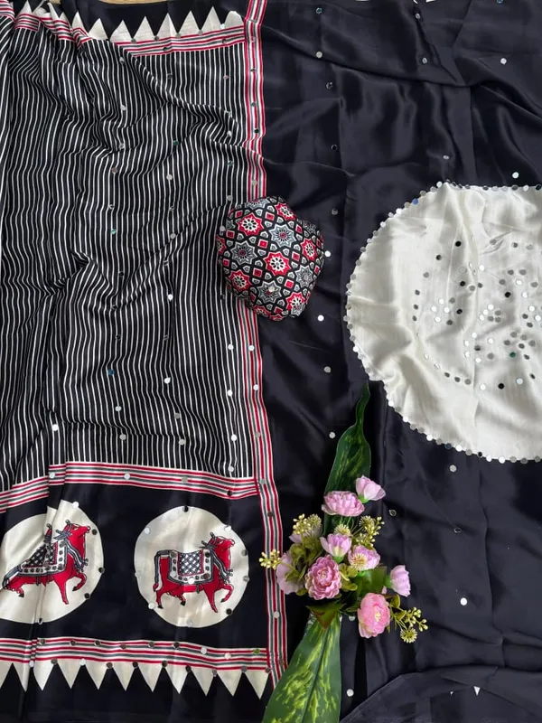 Black_Ajarakh_Print_Mirror_Work_Saree