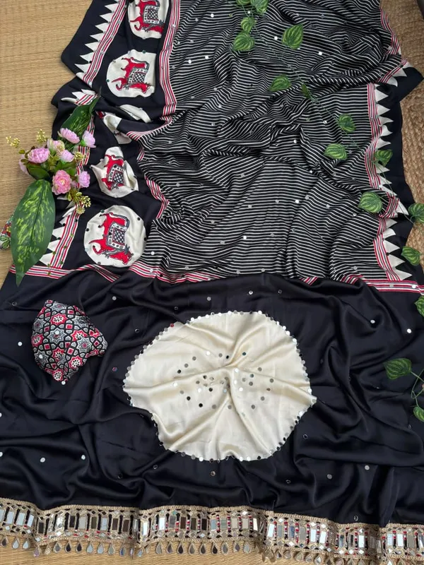 Black_Ajarakh_Print_Mirror_Work_Saree