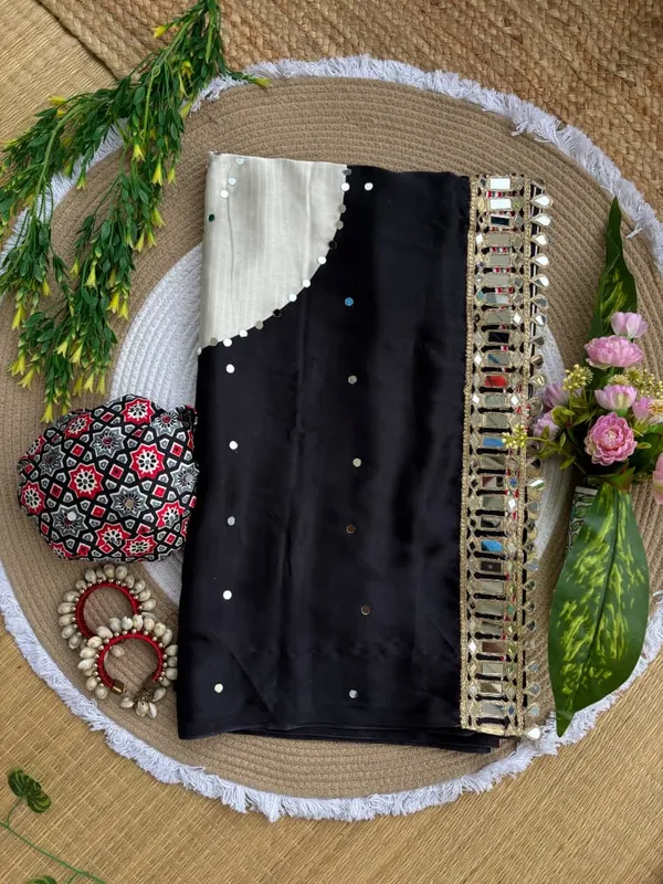 Black_Ajarakh_Print_Mirror_Work_Saree