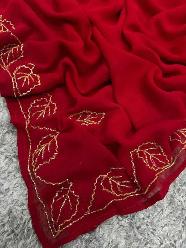 Red_Blooming_Silk_Handwork_Designer_Saree