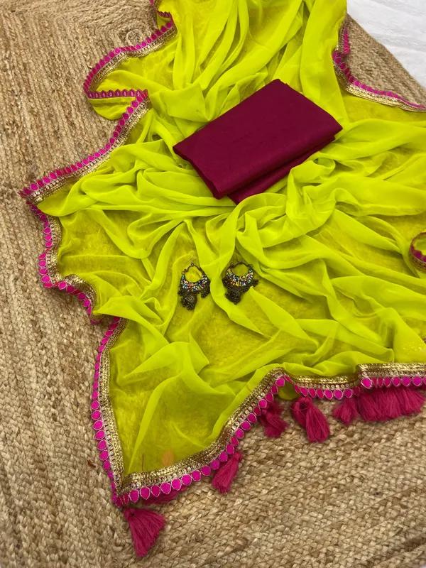 Parrot_Green_Smooth_Georgette_Embroidered_Saree