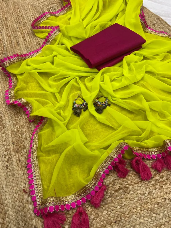 Parrot_Green_Smooth_Georgette_Embroidered_Saree