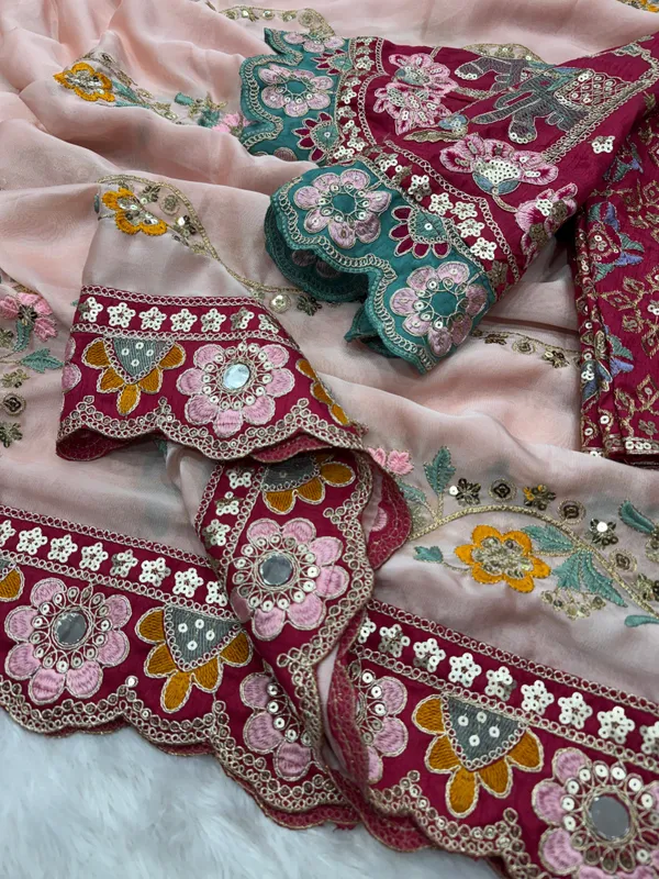 Peach_Traditional_Embroidered_Saree