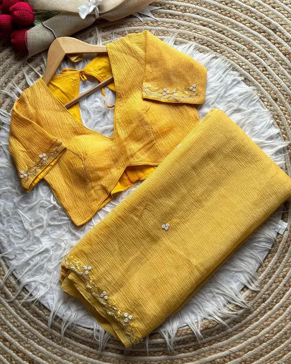 Mustard_Candy_Crush_Soft_Handwork_Saree