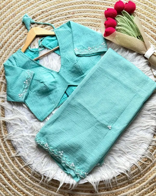 Teal_Candy_Crush_Soft_Handwork_Saree