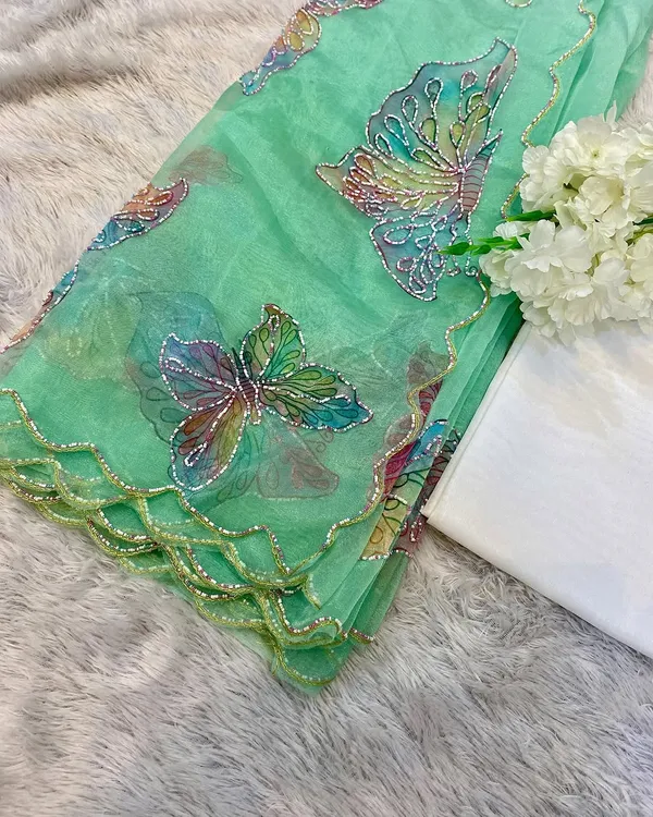 Green_Shaded_Butterfly_Handwork_Organza_Saree