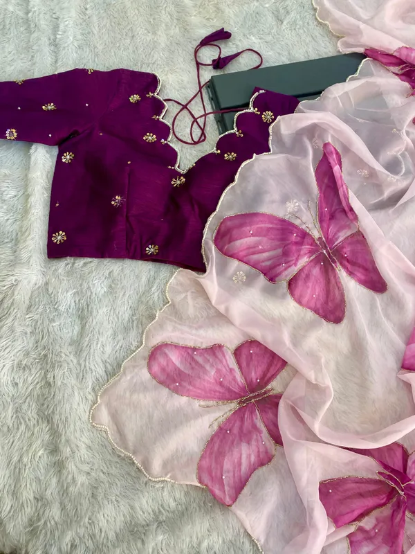 Light_Pink_Butterfly_Handwork_Organza_Saree