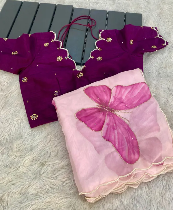 Light_Pink_Butterfly_Handwork_Organza_Saree