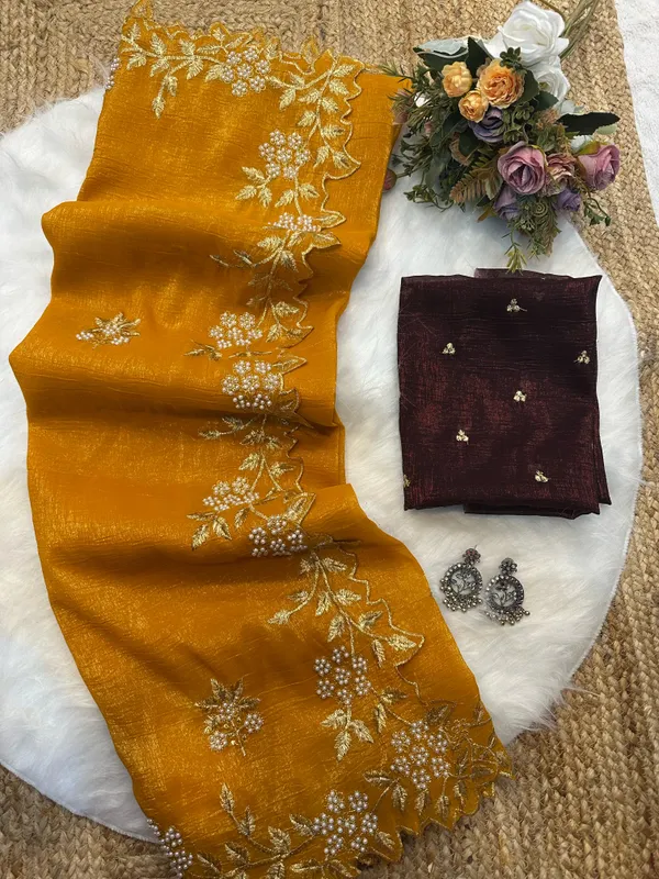 Orange_Crush_Silk_Moti_Embroidered_Saree