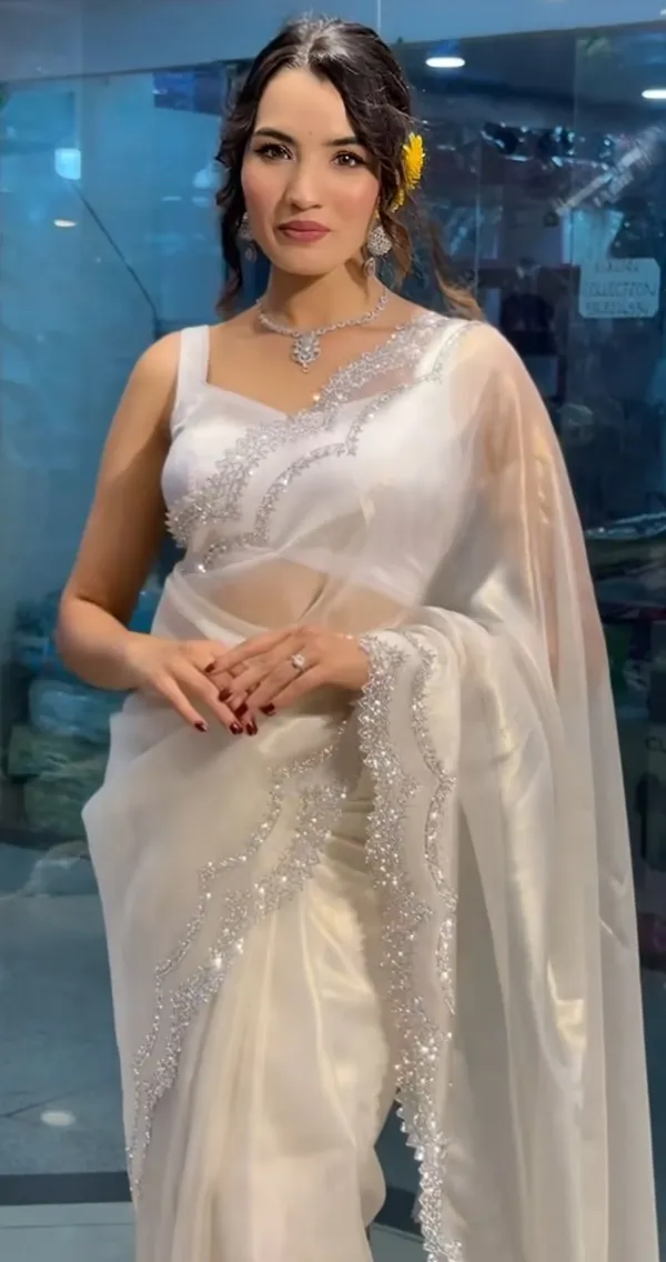 White_Zariwork_Satin_Organza_Embroidered_Saree