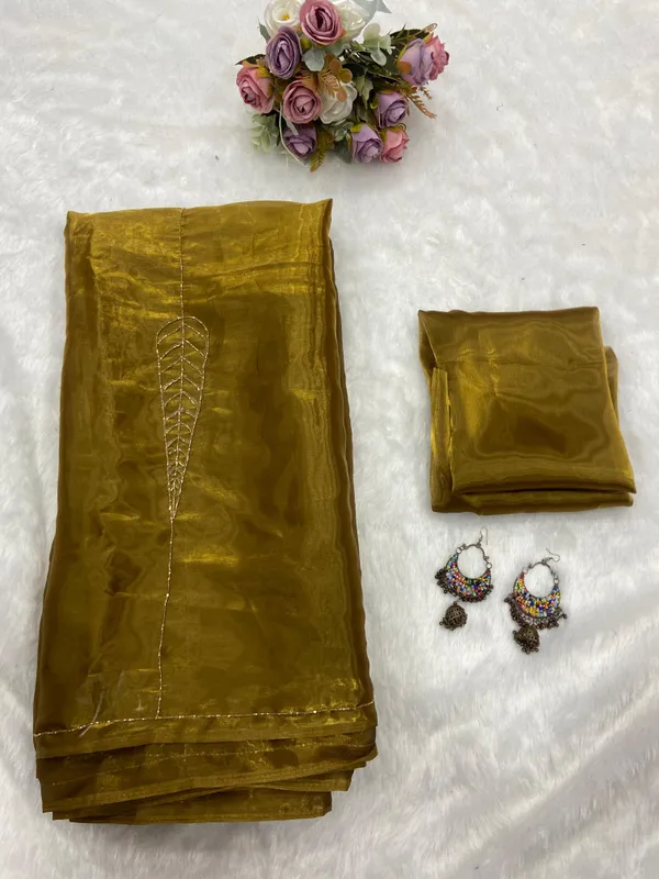 Rust_Gold_Pure_Soft_Satin_Silk_Handwork_Saree