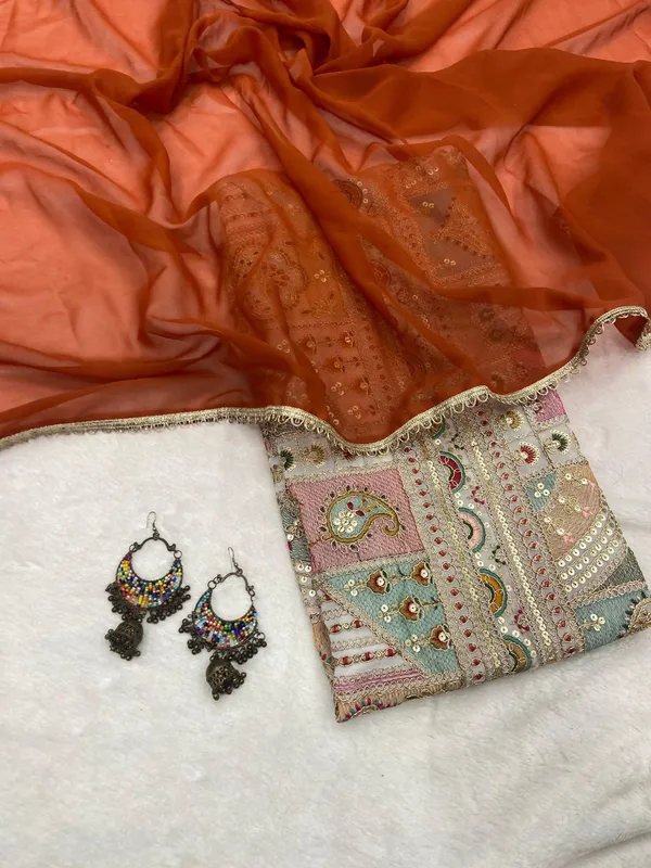 ORANGE_SOFT_GEORGETTE_EMBROIDERED_SAREE