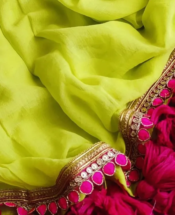 Parrot_Green_Smooth_Georgette_Embroidered_Saree