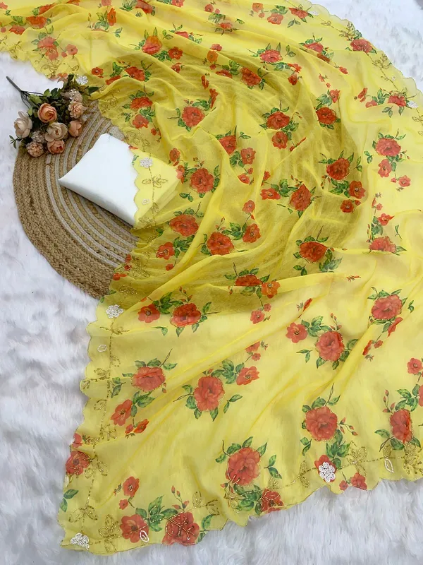 Yellow_Organza_Motiwork_Embroidered_Saree