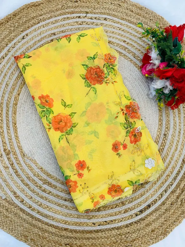 Yellow_Organza_Motiwork_Embroidered_Saree