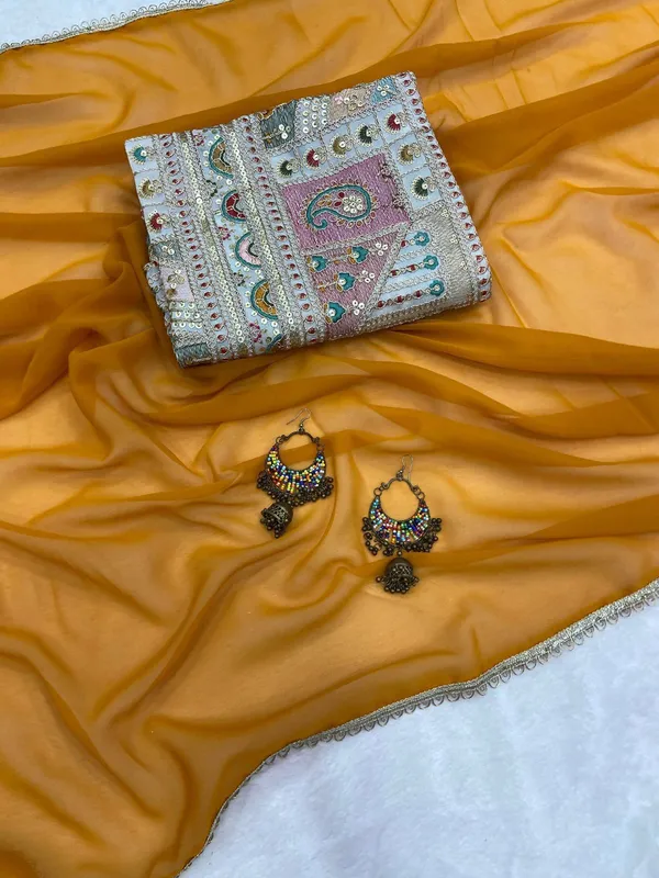 MUSTARD_SOFT_GEORGETTE_EMBROIDERED_SAREE