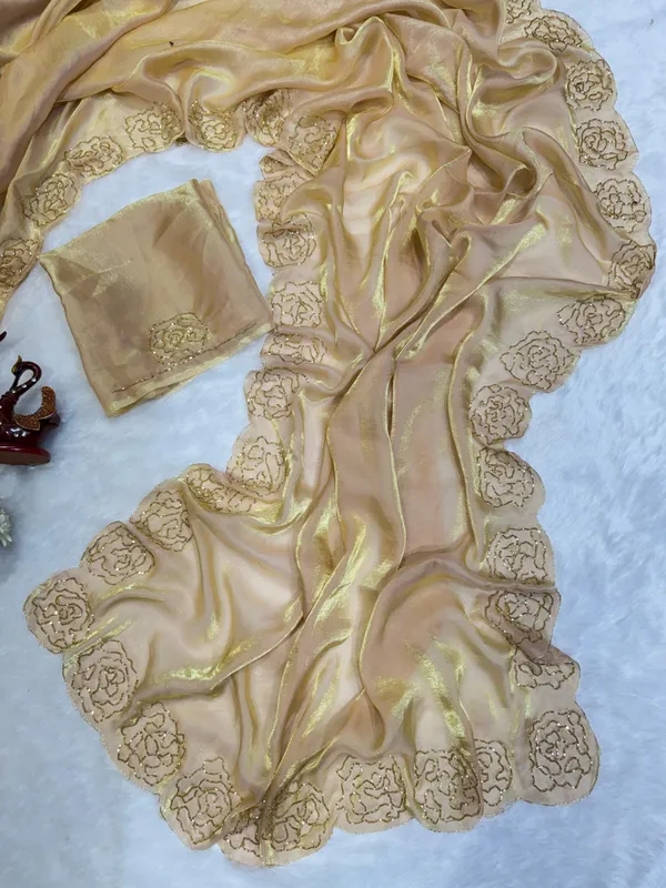 Beige_Shaded_Satin_Silk_Handwork_Saree