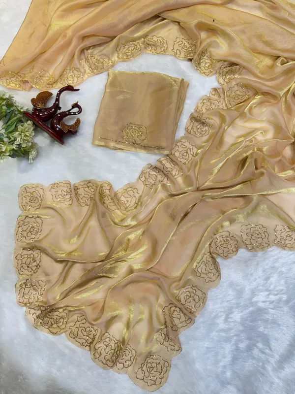 Beige_Shaded_Satin_Silk_Handwork_Saree
