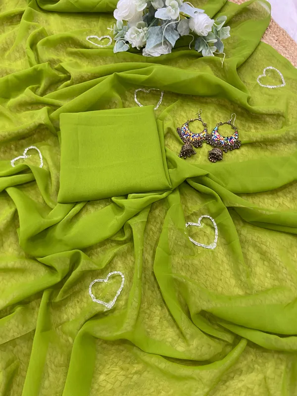 PERROT_GREEN_SOFT_GEORGETTE_EMBROIDERED_SAREE