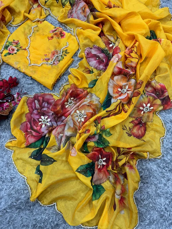 Yellow_Katdana_and_Beads_Hand-Embroidered_Saree