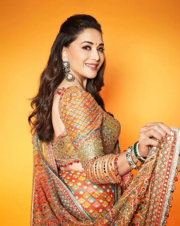 Orange_Ajarakh_Print_Mirror_Embroidered_Saree