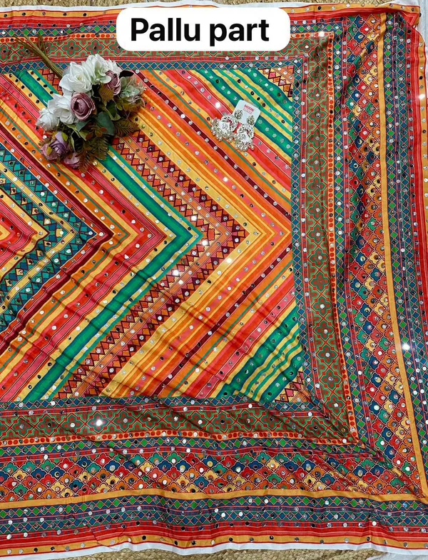 Orange_Ajarakh_Print_Mirror_Embroidered_Saree