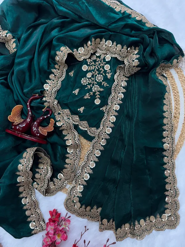 Dark_Green_Classic_Space_Silk_Embroidered_Saree