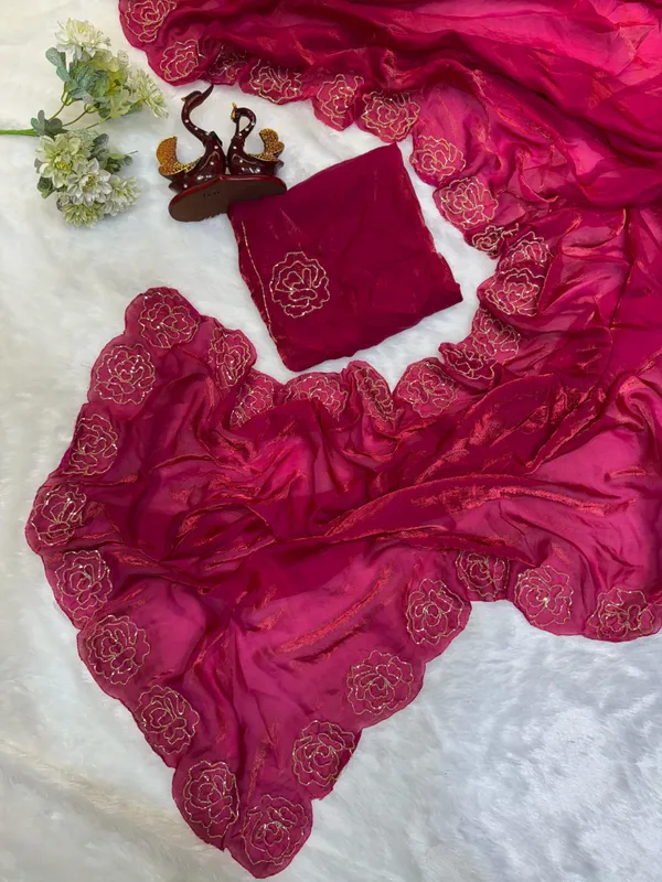 Pink_shaded_satin_Silk_Handwork_Saree
