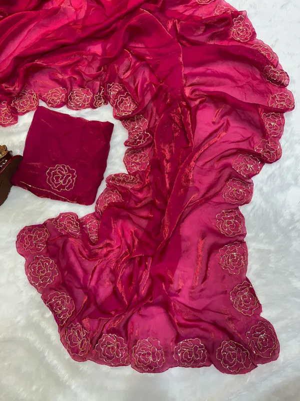Pink_shaded_satin_Silk_Handwork_Saree