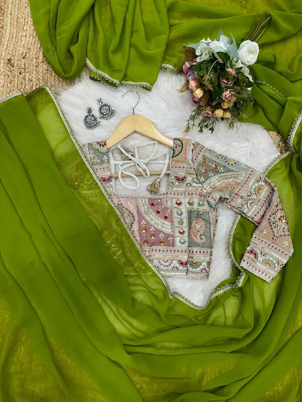 GREEN_SOFT_GEORGETTE_EMBROIDERED_SAREE
