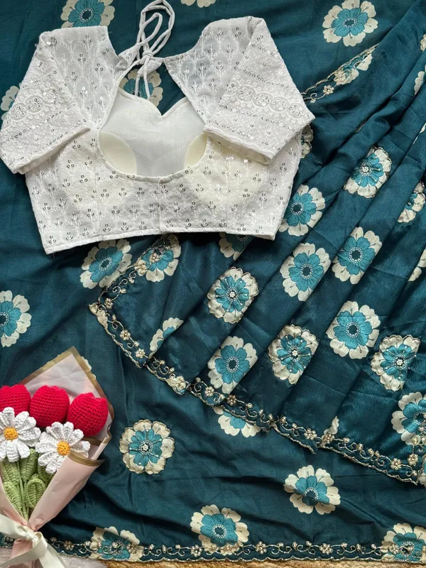 Blue_Malai_Silk_Embroidered_Saree