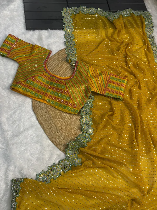 Mustard_Heavy_Mirror_Embroidered_Saree