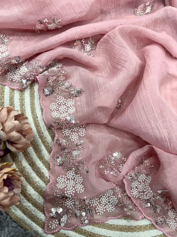 Pink_Moti-Beads_Embroidered_Designer_Saree