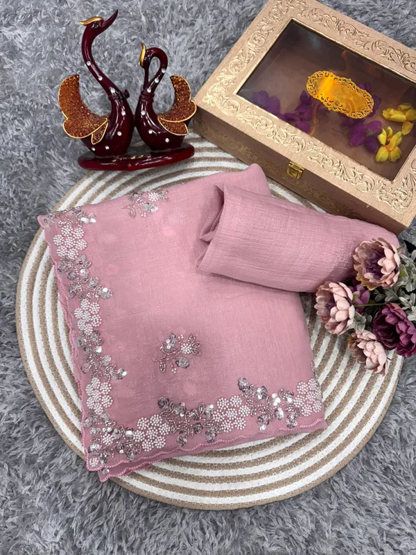 Pink_Moti-Beads_Embroidered_Designer_Saree