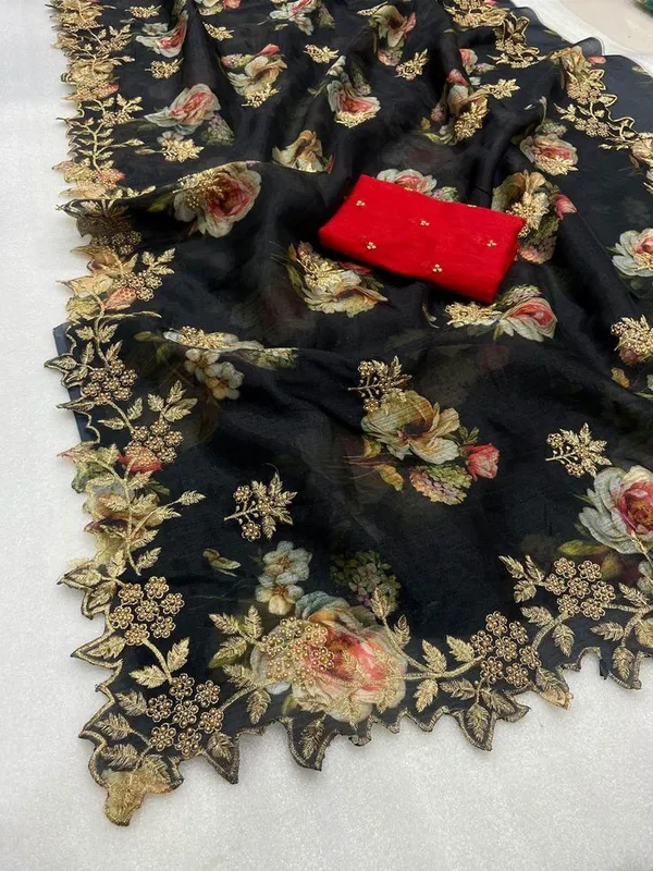 Black_Embroidered_Bollywood_Organza_Saree